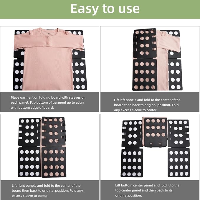 GYE T-Shirt Folding Board, Plastic Clothes Folder for Kids & Adults, Black | Durable plastic construction, fast and easy clothes folding, suitable for kids and adults, convenient home laundry organizer