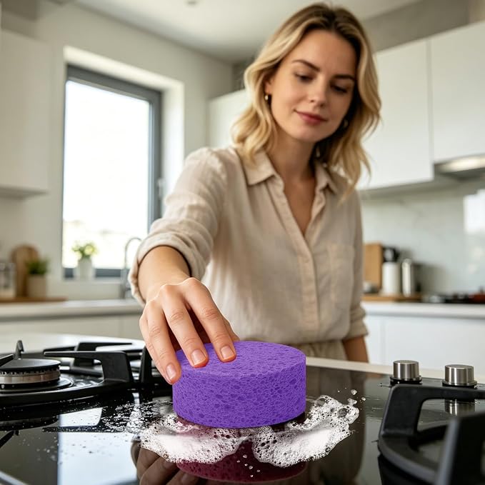 7-Pack Large Sponge, Kitchen Sponges, Handy Sponges, Cellulose Sponges, Dish Washing Sponge, Natural Sponge, Car Washing Sponge, Eco Friendly Sponge (Round, 4" X 4" X 2"), Mixed