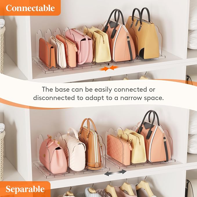 Lifewit Purse Organizer for Closet, Clear Handbags Storage Organizer, Adjustable Clutch Purse Storage Organizer Holder for Closet, 3 Pack Bookshelf Dividers for Sweater in Bedroom 35 x 24 cm/14 x 9.5"