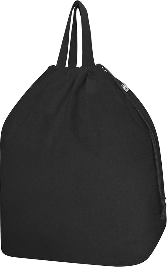 Canvas Laundry Bags with Handles & Rectangular Base, 20"Wx15"Dx27.6"H Black | Extra Large Heavy Duty Laundry Basket Hamper Liner Replacement, Washable Drawstring Dirty Clothes Bag, canvas Storage Sack