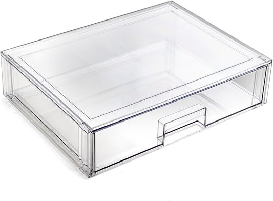 BINO | Stackable Storage Drawers, Shallow X-Large - Clear | THE CRATE COLLECTION | Storage Bins With Drawers Bathroom Organizers and Storage Organization and Storage Under Sink Organizer Vanity Home