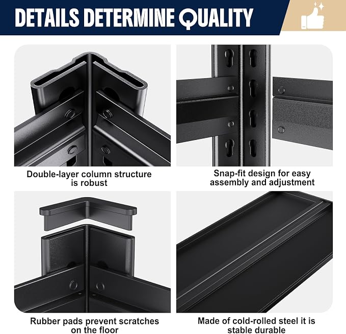 Set of 4 Heavy Duty Garage Shelving Unit, 71.2" H x 35.4" W x 16" D, 5-Tier Adjustable Storage Shelves for Garage Storage, Standing Shelf Unit & Shelves Organizer for Home, Warehouse, Workshop