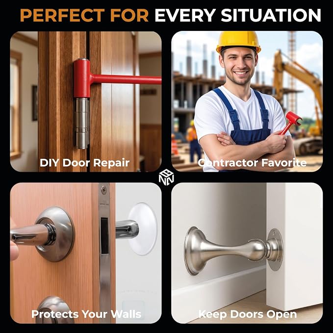 Door Hinge Adjustment Tool - Door Hinge Tool and Bender Adjuster with Stoppers Magnetic and Knob Wall Shield Bundle