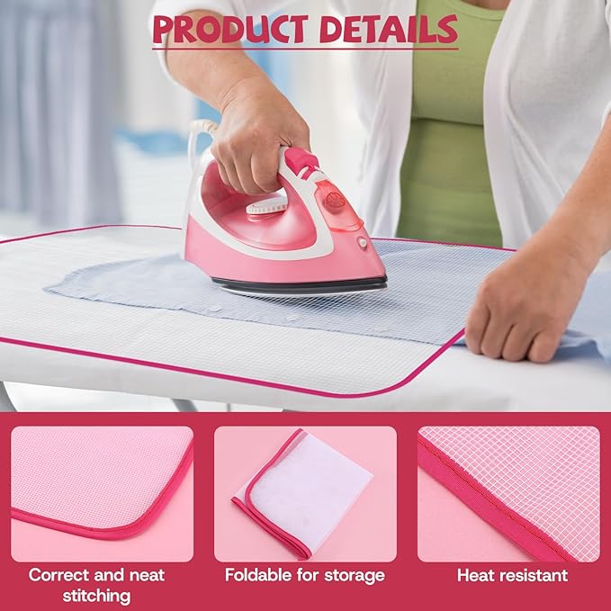 4 Pack Pressing Cloth for Ironing, Scorch-Saving Ironing Protector Insulation Pad Heat Resistant Pressing Clothes, Polyester Mesh Iron Pressing Mat for Easy Irons Sewing