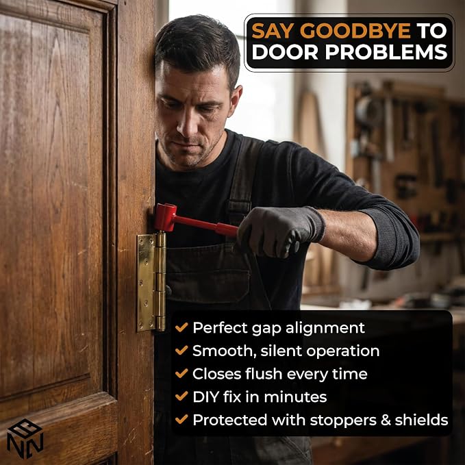 Door Hinge Adjustment Tool - Door Hinge Tool and Bender Adjuster with Stoppers Magnetic and Knob Wall Shield Bundle