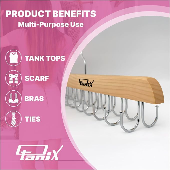 2 Pack Tank Top Hangers Space Saving, Bra Hangers for Closet Organizer, Bra Organizer for Closet, Space Saving Organizers and Storage for Dorm & Apartment for Tankto (Wooden)