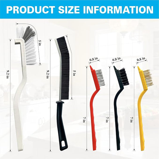 King Origin 8 PCS Crevice Cleaning Brush Set, Hard Bristle | Small Scrub Brushes, Deep Cleaning Supplies for Kitchen, Bathroom, Grout, Bottle, Corners &Tight Spaces