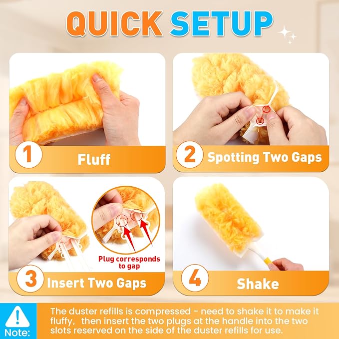 Alotiki Duster Refills, 80 Count 360° Dusters for Cleaning with 2 Handle | Heavy Duty Duster Refill for Dust Cleaning, 360° Double-Sided Disposable Duster for Blinds, Electronics, Furniture