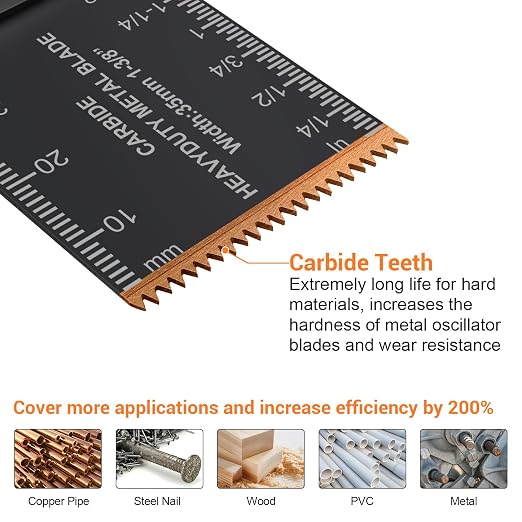 23PCS Titanium & Carbide Multitool Blades Oscillating Tool Saw Blades Heavy Duty for Hard Material, Metal/Steel Nails/Bolts/Screws Fit Most Oscillating Tools