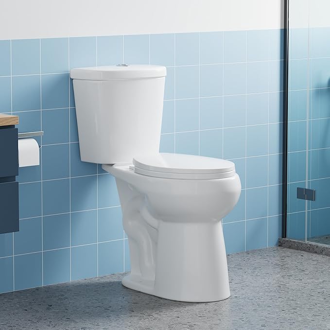 Comfort Height 19" Round Dual Flush Two-Piece Toilet Set – Upgraded Power Flush, Top Dual Button, Water-Saving Design for Bathroom Remodel, Includes Slow-Close PP Seat & High-Efficiency Tank