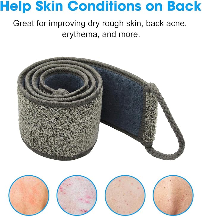 Loofah Back Scrubber, 50 Inch Extra Long Natural Flax Exfoliating Back Scrubber for Shower for Men Women, Deep Clean & Invigorate Your Skin