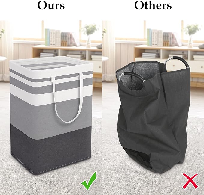 StorageRight Laundry Basket Hamper, 75L Collapsible Clothes Storage, Grey | Freestanding Clothes Hampers, Foldable design, with Easy Carry Handles, For Laundry, Bedroom, Dorm, Clothing, Towels, Toys