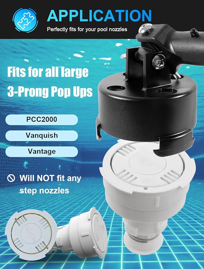 Plastic Pool Nozzle Tool Cleaning Head Removal Tool For 004-552-5440-00 PCC 2000 Vanquish Vantage, For all Large 3-Prong Pop Ups