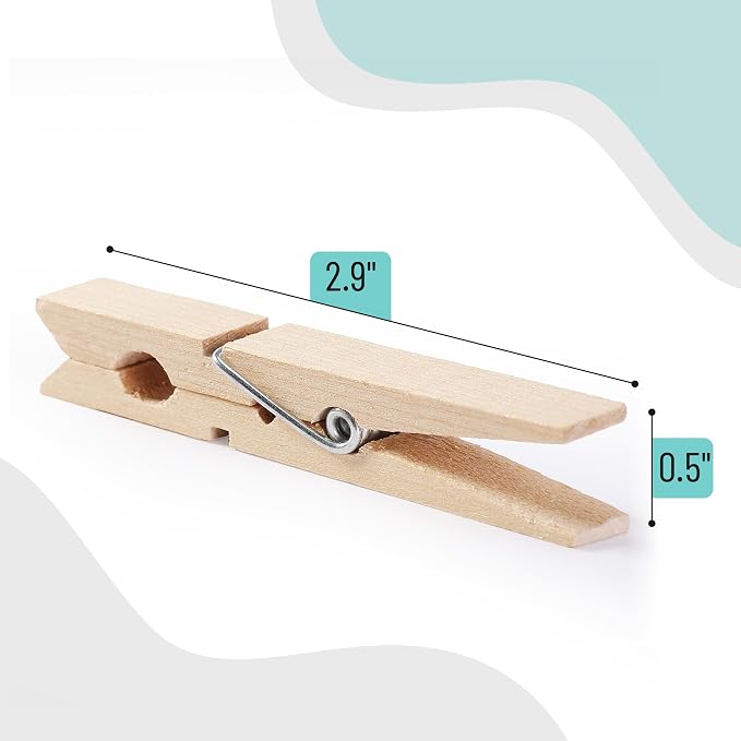 Mr. Pen- Large Wooden Clothes Pins, 2.9 Inch, 50 Pack | Natural Wood Clips for Crafts, Classroom Projects, Hanging Photos, Chip Bags, Decoration, Rust Resistant Spring