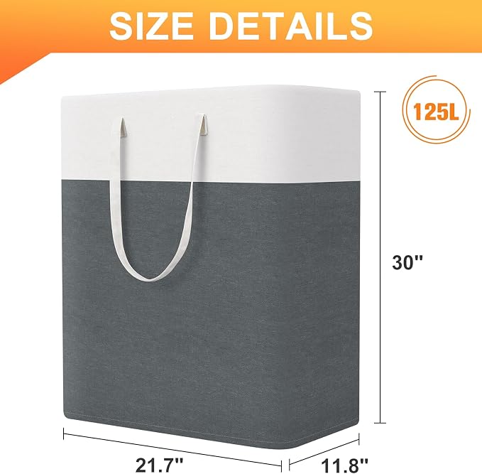 TasticTotes Laundry Basket 3-Pack, Laundry Hamper, 125L-Grey | Clothes Laundry Hamper, Collapsible Laundry Basket, Freestanding laundry hamper with Handles, Towel Storage for Home or Dorm