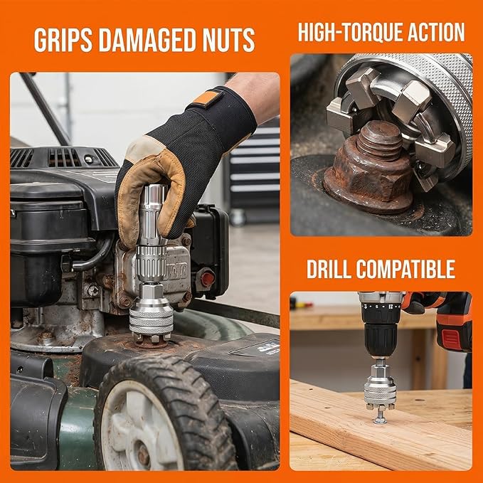 Multi-Function Universal Socket Wrench Tool - Universal Maintenance Tool, Adjustable Universal Socket Wrench for 3/8''-3/4'' Drive Ratchet Torque Wrench & Power Drill (1Set)