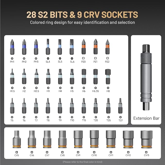 40 in 1 magnetic ratchet screwdriver set with Detachable Handle, 180° Ratchet Head, 45-Tooth Mechanism, Magnetic Tool Kit with Case for Computer, Electronics Repair, Ideal for Home, DIY