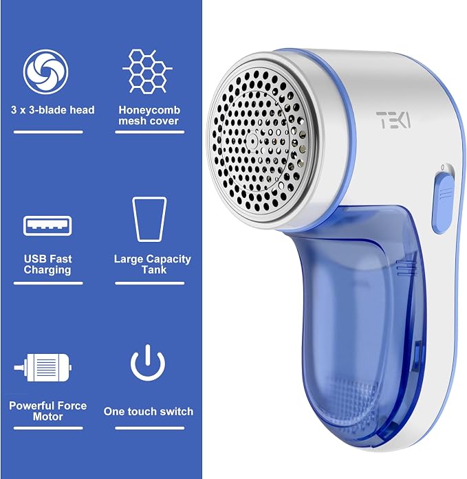 Fabric Shaver, Lint Remover for Clothes Rechargeable Clothes Shaver Pill Remover, Electric Sweater Defuzzer, Sweater Shavers to Remove Pilling, Couch, Fuzz, Furniture (2 Replaceable Blades)