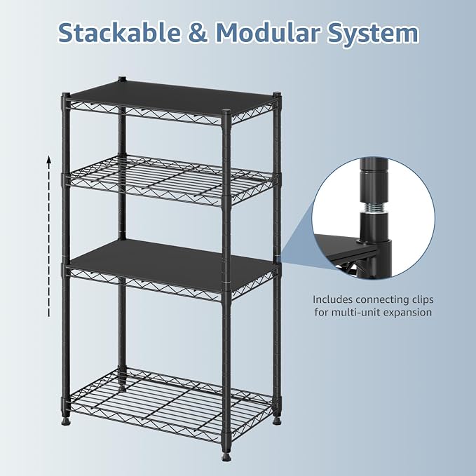 DUMOS 2-Tier Metal Storage Shelves, 23" W Wire Adjustable Standing Storage Rack Shelf, Heavy Duty Steel Shelving Unit Organizers for Kitchen Bathroom Pantry Garage, 23.2" Wx13.4 Dx22 H