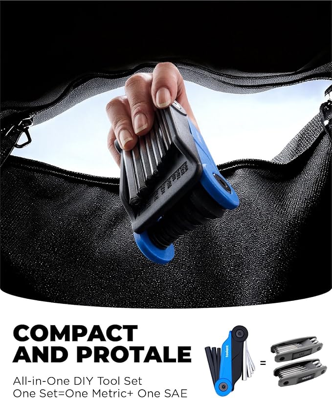 Kraftek toolant 17PCS Folding Allen Wrenches Sets(Metric and SAE), Metric Allen Key Set 1.5mm- 8mm, SAE Hex Key Set 5/64”- 1/4", Folding Hex Keys for Home Repair and Bikes(EDC),gift for men