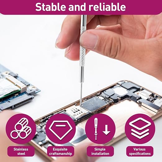500-Pack Phillips Micro Self Tapping Screws Kit with Screwdriver | Stainless Steel Micro Self-Tapping Screws, 18 Assorted Sizes with Screwdriver for Eyeglasses, Watches & Small Electronics