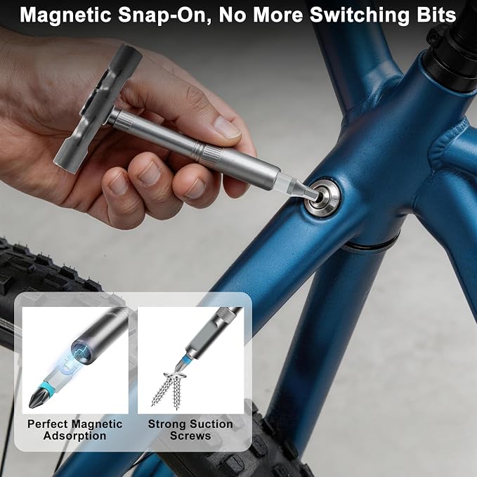 24 in 1 Magnetic Screwdriver Set, Ratchet Mini Screwdriver Set with Multi Bits, Portable Screwdriver Sets Detachable T Handle with Storage Case Repair Tool Kit for Furniture Computer Bicycle or DIY