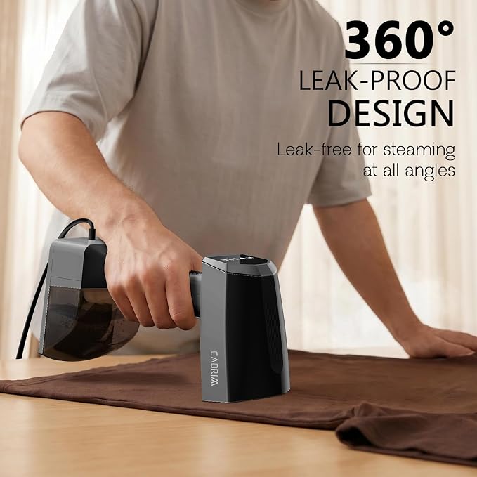 Cadrim Steamer for Clothes,Portable Handheld Fabric and Garment Steamer Iron Press Wrinkle Remover with Lint Remover & Fabric Brush – Black