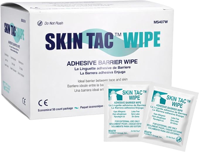 Torbot IM074407W314832 Group Inc Skin Tac"H" Adhesive Barrier Prep Wipe, Liquid Form, Latex-Free, Hypo-allergenic (Box of 50 Each), (Pack of 2)