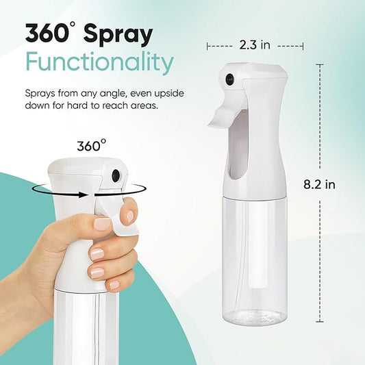 Aquableu Spray Bottle for Hair – Continuous Mist Spray Bottle for Hair Care, Styling, Cleaning, Plants, Pets & Essential Oils (Pack of 2 - Clear, 6.76oz/200ml)