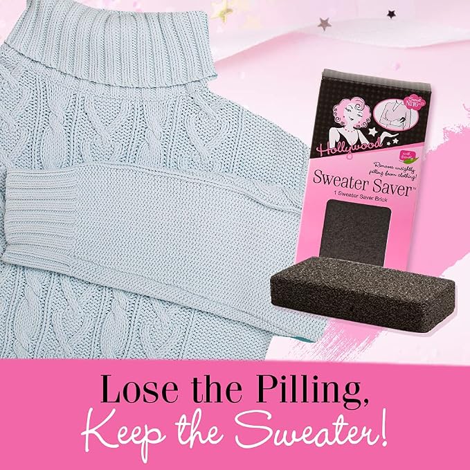 Hollywood Fashion Secrets Sweater Saver – Lint Remover Fabric Shaver & Depilling Tool, Fuzz & Pill Remover Stone for Sweaters, Coats & Clothes, 2 Pack