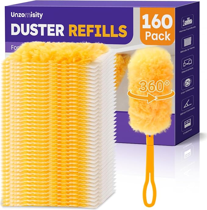 160 Count Duster Refills for Swiffer 360° Dusting Refills with Short Handle | Disposable Duster Refills, Multi-Surface Microfibre Dusters Kit for Home Office Cleaning