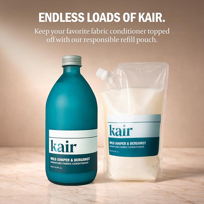 Kair Signature Fabric Conditioner, Wild Juniper & Bergamot, Fabric Softener | 16.9 fl oz plant-based Refillable Fabric Softener; softens & protects fibers, pair with our Liquid Detergent