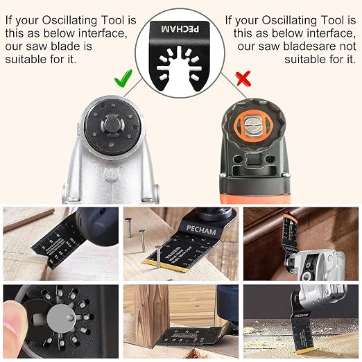 Oscillating Saw Blades, PECHAM 64PCS Professional Universal Titanium Multitool Blades for Wood Plastics Metal Quick Release Multi Tool Kits Fit Rockwell Ridgid Ryobi Milwaukee Chicago Craftsman