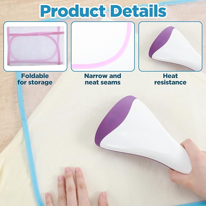 2 Pcs Pressing Cloth For Ironing Mat Ironing Cloth To Protect Clothes Scorch Saving Mesh Board Cover Pad High Temp Protective Pressing Pads Iron Insulation Net Fabric For Protect Fabrics(Blue,Pink)
