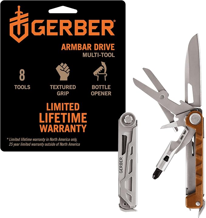 Gerber Armbar Drive EDC Pocket Knife Multitool with Bottle Opener, Gold | Everyday carry multitool, 2.5" blade, screwdriver, bottle opener, slim pocket clip, gift for men, lightweight