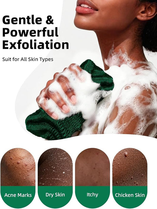 Cleangor 2Pcs African Net Sponge Authentic with Knots - Exfoliating Body | Scrubber for All Skin Types, African Bath Sponge, Wash Cloth, Gentle Exfoliation Shower Rag for Women Daily Use