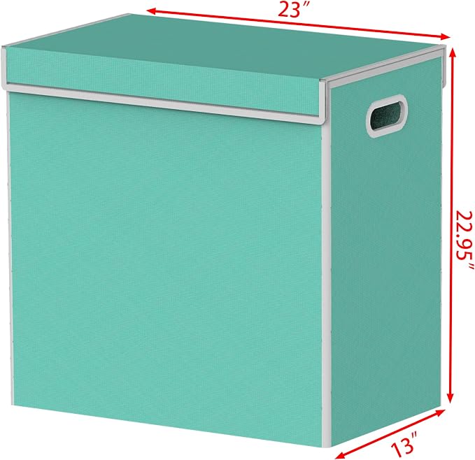 Simple Houseware Double Laundry Hamper with Lid & Removable Bags, Turquoise