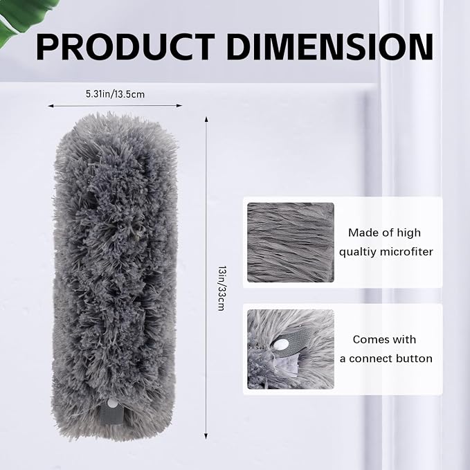 Reusable Microfiber Duster Refills Compatible with OXO & MR.SIGA Duster - Washable Duster for Household Cleaning Dusting Furniture Blind Ceiling Fan - 3Pack Grey(Handle NOT Included