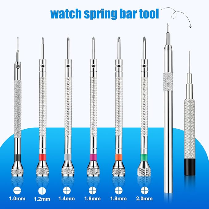 Chumia 8 Pieces Precision Watch Screwdriver Set, 1.0-2.0 mm Micro Jewelers Repair Screwdriver Set for Eyeglasses Jewelry Work, Electronics Repair(Flathead, Phillips, Watch Regulator, Remover Setter)
