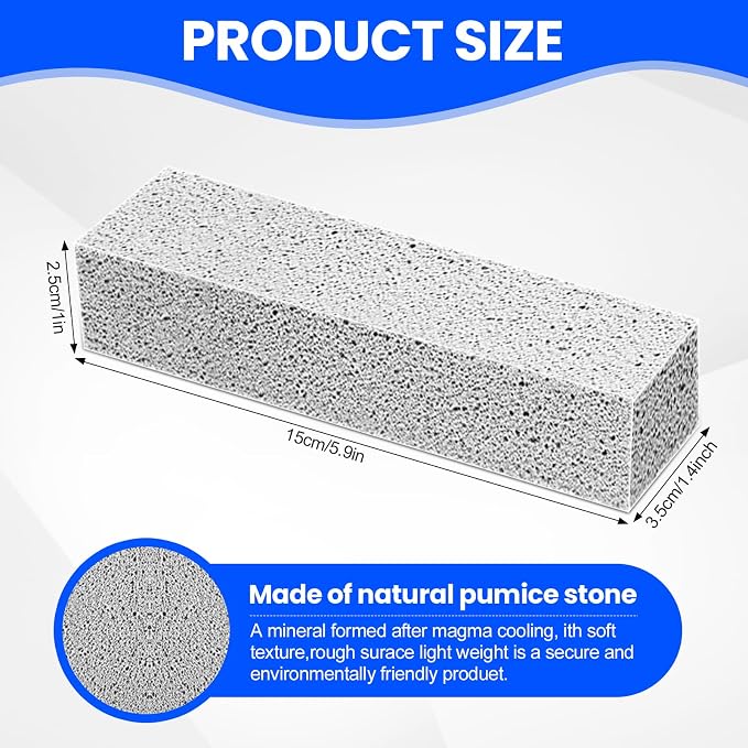 6 Pack Pumice Stone Toilet Bowl Cleaner, Pumice Stone for Cleaning | Scouring Stick Removes Hard Water Ring & Rust Stain, Easy to Shape Powerfully Cleans Toilets, Ceramic, Grill, Tub, Pool, Sink