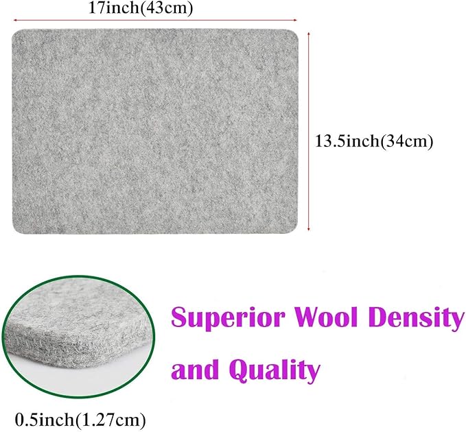 Rdutuok 17"x13.5" Wool Pressing Mat 100% New Zealand Felted Wool Ironing Mat Pad for Quilter, Sewing, Quilting Supplies and Notions