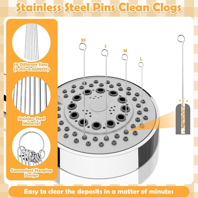 80 Pcs Shower Head Cleaner Tool–Showerhead Cleaning Brushes + Stainless Steel Picks, Small Hole Crevice Cleaning Brush for Shower Head, Shower Head Cleaner for Clog Removal & Hard Water Deposit(White)