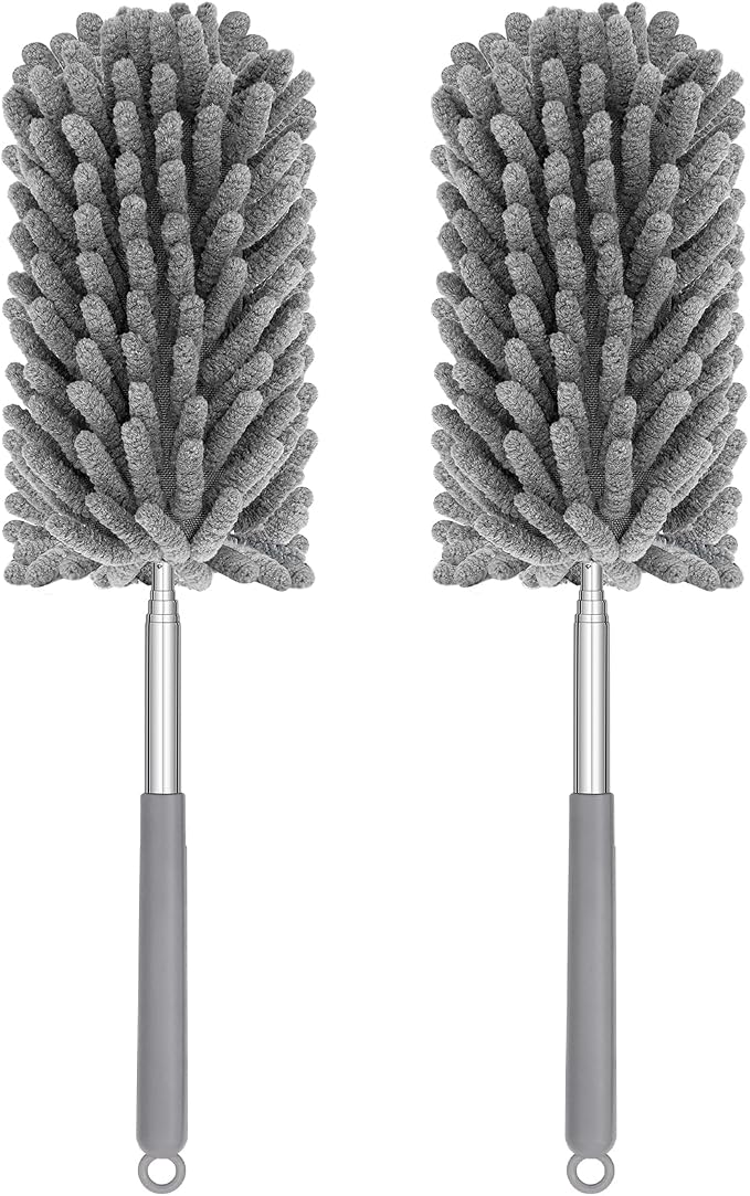 Mini Duster for Cleaning, 360° Bendable Hand Dusters with Extension Pole, Washable Small Duster for Car Interior, Office, Furniture