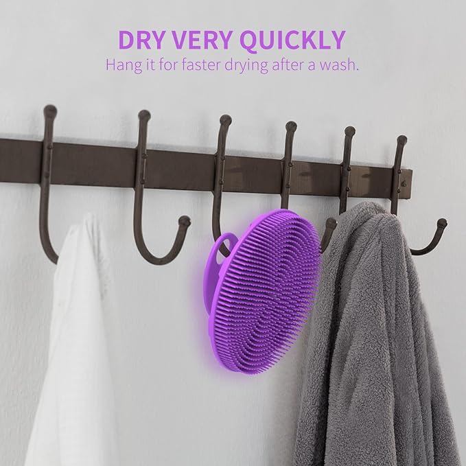 Silicone Body Scrubber, BEAUTAIL Gentle Exfoliating Shower Brush for Body | Hygienic Silicone Loofah, Easy-Grip Handle, Bath Essential Scrubber for Sensitive Skin, Women, Men & Kids, 1 Pack, Purple