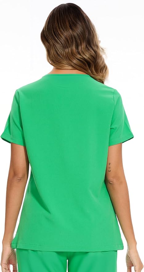 Scrubs Tops for Woman - Soft Stretch, V-Neck Tops | 3 Pockets, Side Split Design, Short Sleeve, Breathable & Lightweight Nursing Shirt, Easy-Care Fabric for All-Day Comfort