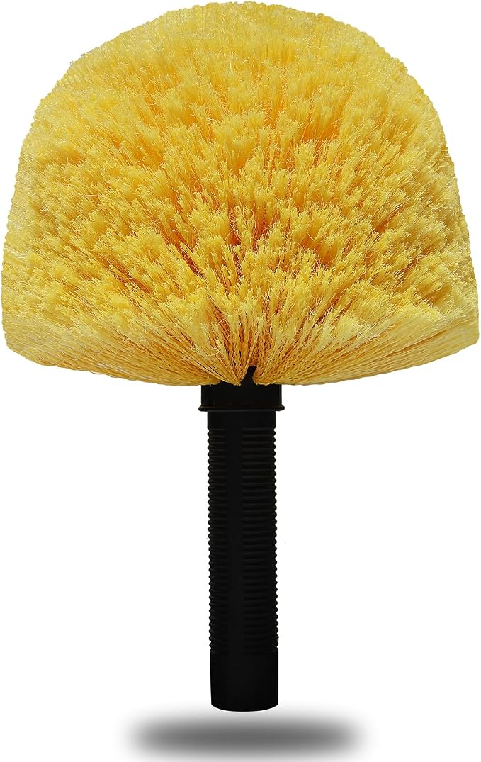 Yellow Twist-On Cobweb Duster Head Brush - Efficient Indoor & Outdoor Spider Web Cleaning Solution - Fits Standard Acme Threaded Poles - Duster Brush Head Only - 1 Pack