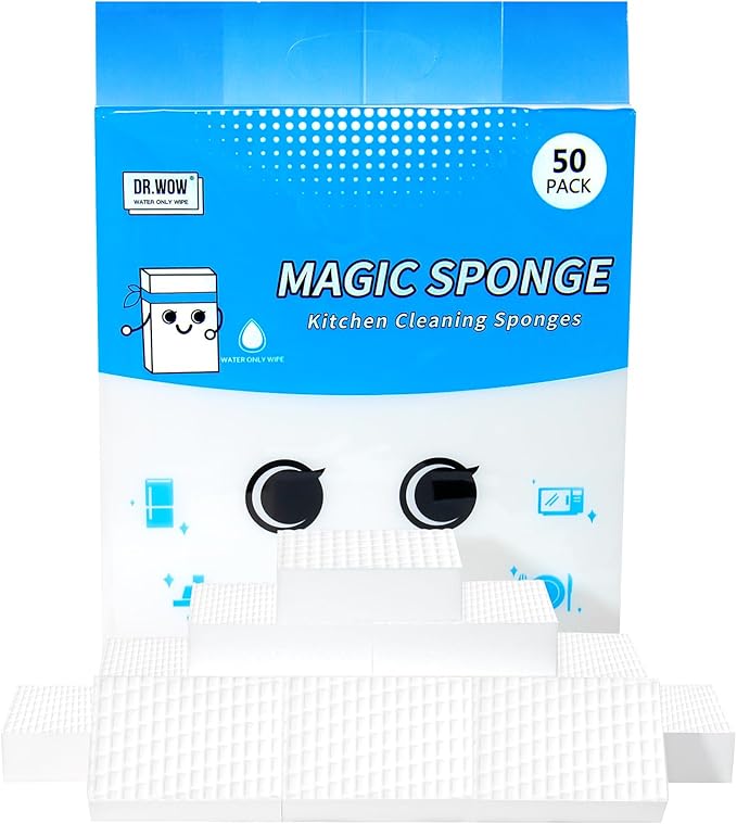 Extra-Thick Melamine Sponge Erasers, 3.94 x 2.76 x 1.18 in, 50 Count | Water-activated extra-thick pads lift grime on kitchens, baths, tile, sinks and appliances; rinse and dry after use.