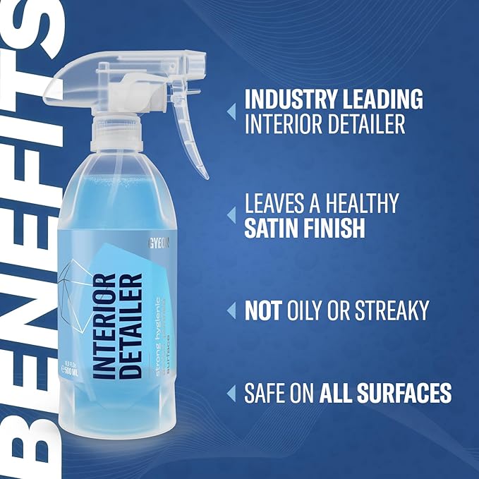 Gyeon Interior Detailer Streak Free Satin All-Surface Interior Cleaner | All-surface interior cleaner for leather, plastic, vinyl, fabric, and screens — matte finish with no shine or residue 500ml