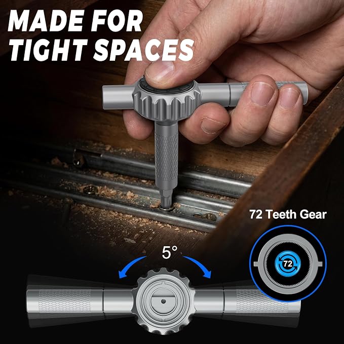 STREBITO T Handle Ratchet Screwdriver Set, 67-in-1 Ratcheting Screwdriver | 72-Tooth Ratchet with 50 N·m Torque, Magnetic Multitool Set for Furniture Assembly, Bicycle, Electronics & Home Repair