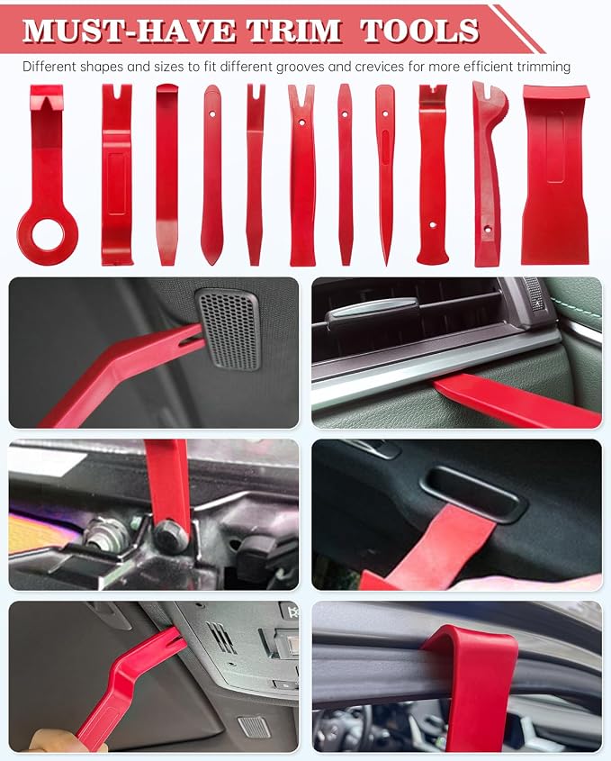 19Pcs Trim Removal Tool,Car Panel Door Audio Trim Removal Tool Kit, Auto Clip Pliers Fastener Remover Pry Tool Set with Storage Bag
